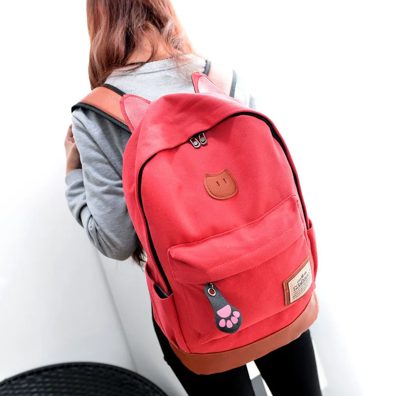 

Japanese-style Foreign Trade Original Garment New Style Hipster Cat Ear Backpack Canvas Students Backpack Computer School Bag