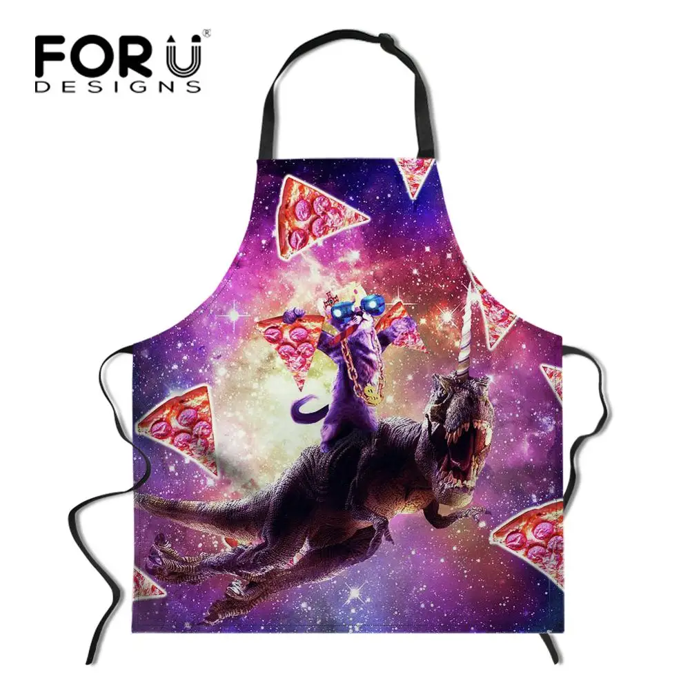 FORUDESIGNS/Космический Galaxy Cat кухонный фартук в стиле унисекс Регулируемый поварский фартук без рукавов для приготовления барбекю - Цвет: YY0756R