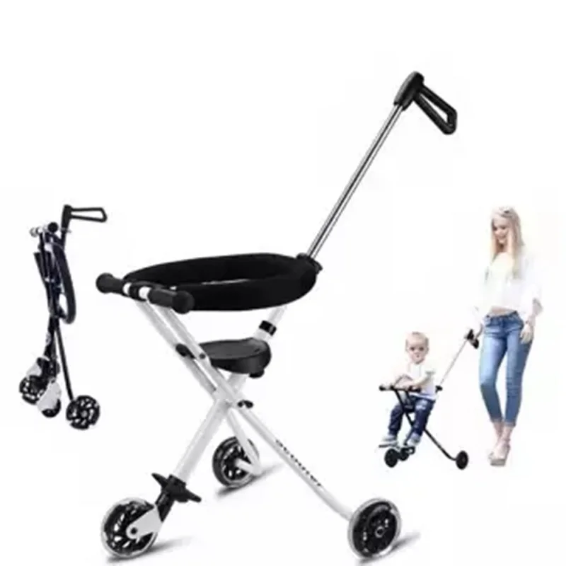 

Kidlove Lightweight Folding Baby Stroller with PVC Flash Wheel Guardrail Children Trolley High Landscape Umbrella Baby Trolley