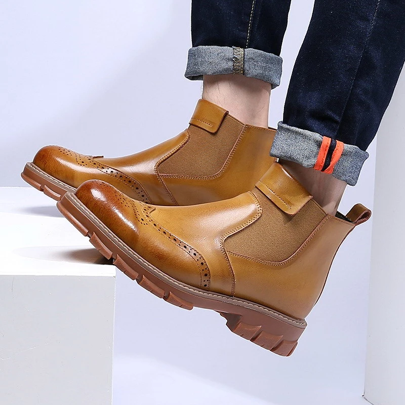 brogue slip on boots