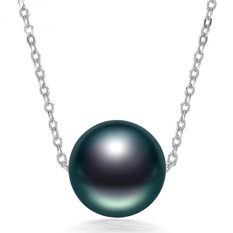 DMCPFP034 9-10 ММ Tahitian черный жемчуг кулон ожерелье S925 серебро кулон для женщин