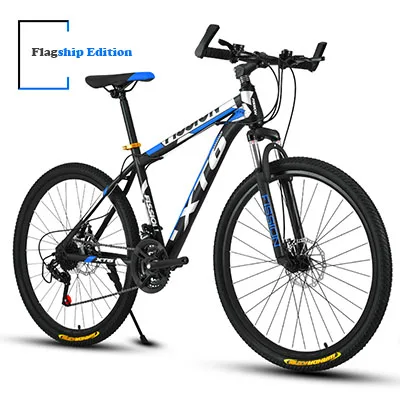 24 Inch Mountain Bicycle 21 Speed Adult Variable Speed Bicycle Student Flagship Off-Road Double Disc Brake Bike - Цвет: black blue