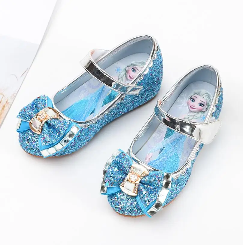 

Kids Wedding Dress Shoes Children Elsa Princess Sandals High Heel Pink Blue Leather Shoes For Girls Casual Shoes Beach Sandals