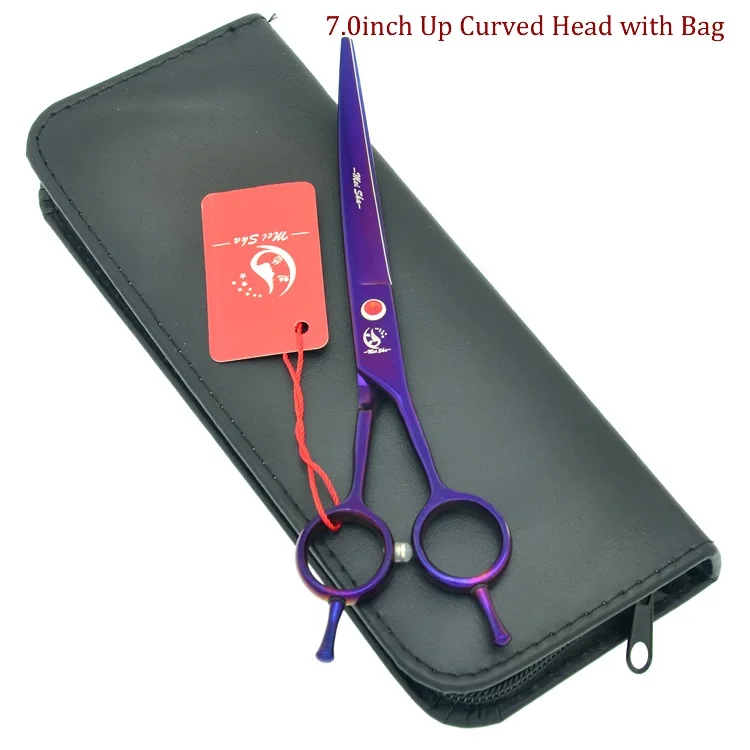 HB0115 with Bag Meisha 7 дюймов фиолетовые ножницы для домашних животных набор для ухода за собаками Япония 440c режущие истончающие изогнутые ножницы для животных стрижка HB0233 - Цвет: HB0115 with Bag