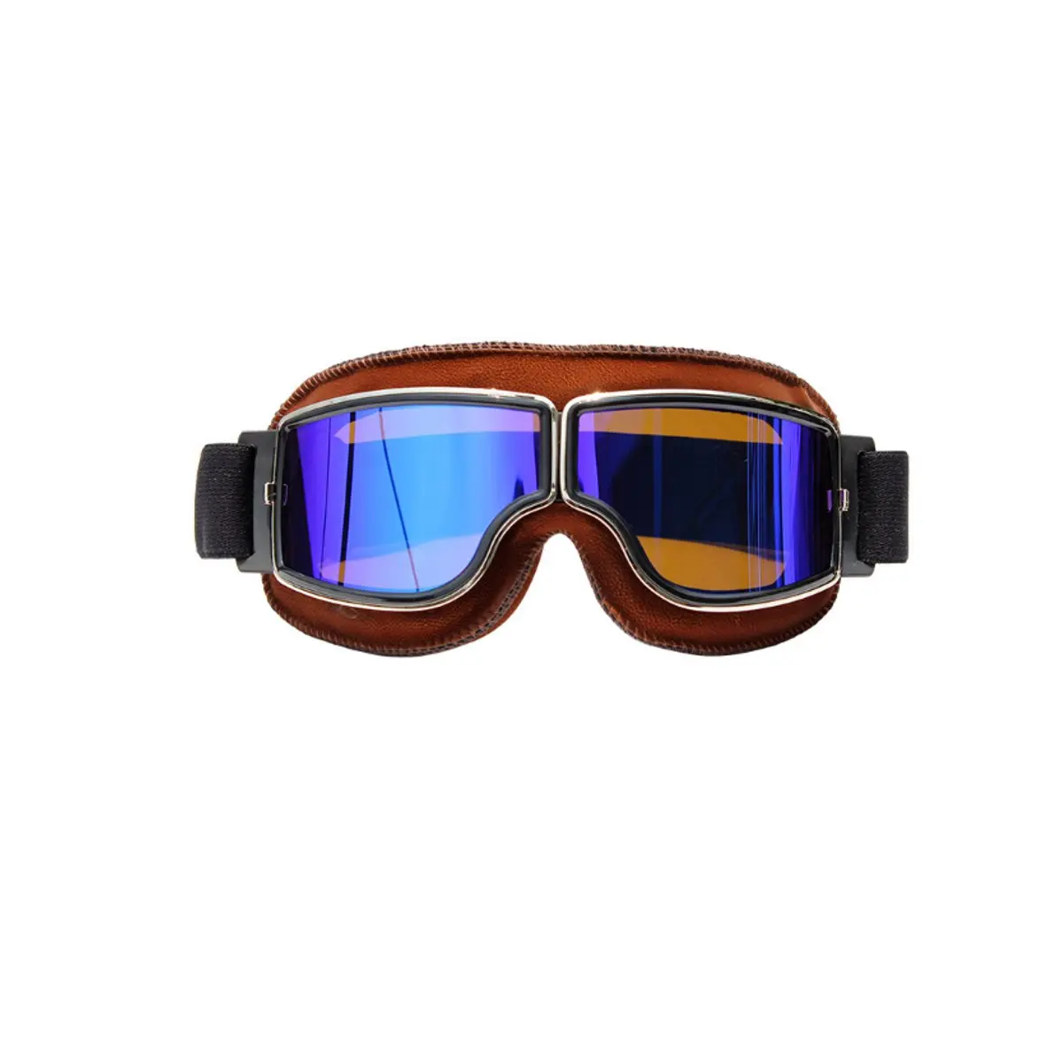 Винтажные очки мотоциклетные кожаные очки ретро Мотокросс ветрозащитный шлем защитные очки - Цвет: Blue