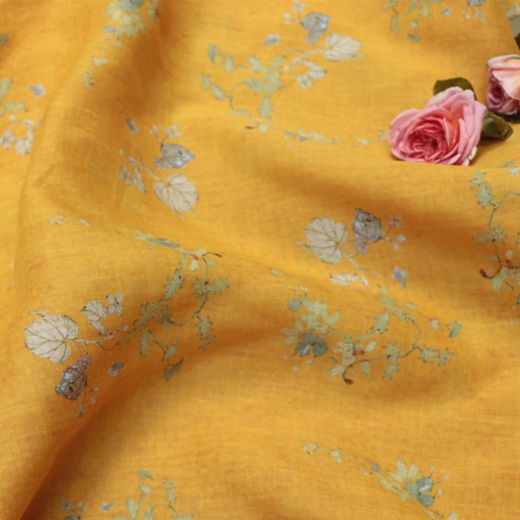 

High-end pure ramie tissu Crushed leaves of Ephedra sinensis fabric summer thin style Clothing robe dress material