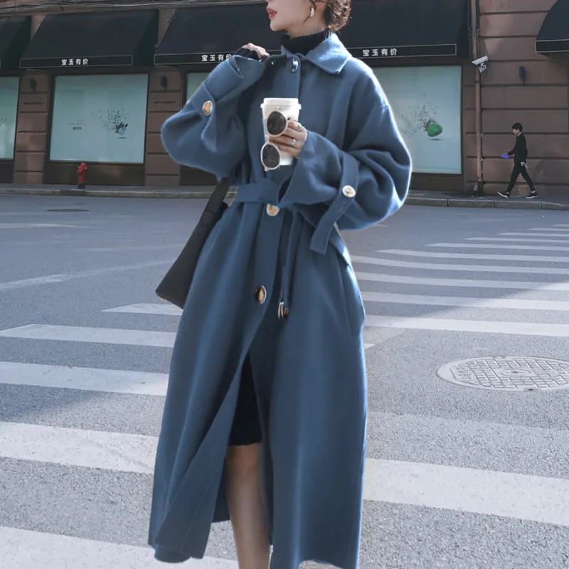 

High Quality Long Wool Coat Women Winter Jackets Oversize Cashmere Overcoat 2020 Korean Solid Thick Woolen Woman Outwear Manteau