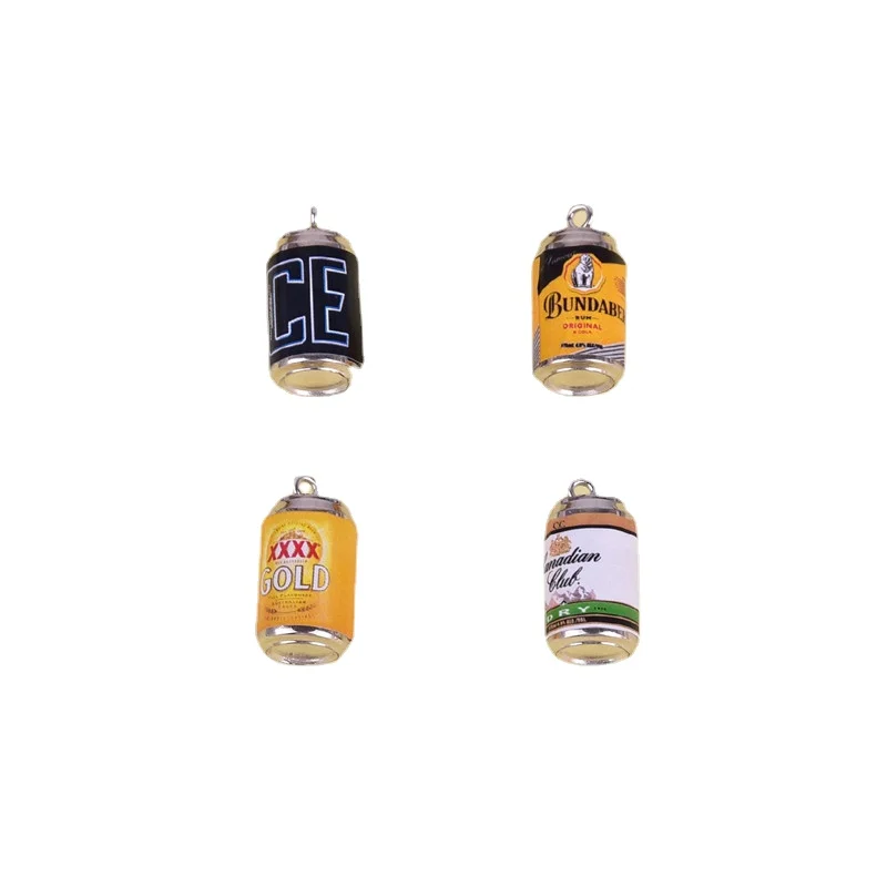 10 Stks/partij 3D Alcohol Drinken Bier Blikjes Drinken Charms Earring Sleutelhanger Jewlery Bevindingen Telefoon Case Diy