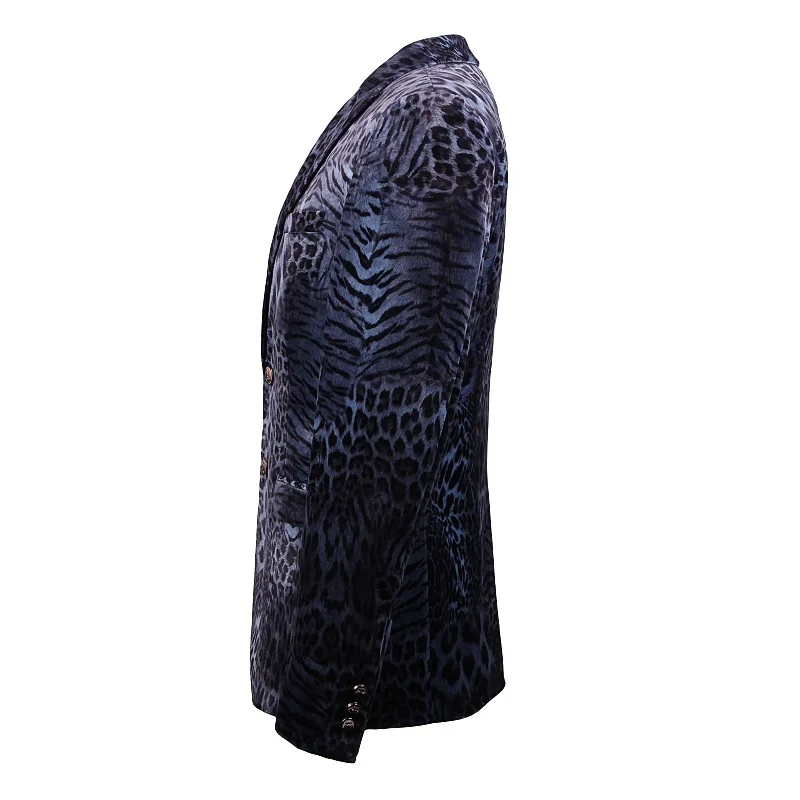 YUSHU Мужской Блейзер Новое поступление Slim Fit Мужской s блейзер с леопардовым принтом сценический для певца костюм свадебный костюм жениха куртка