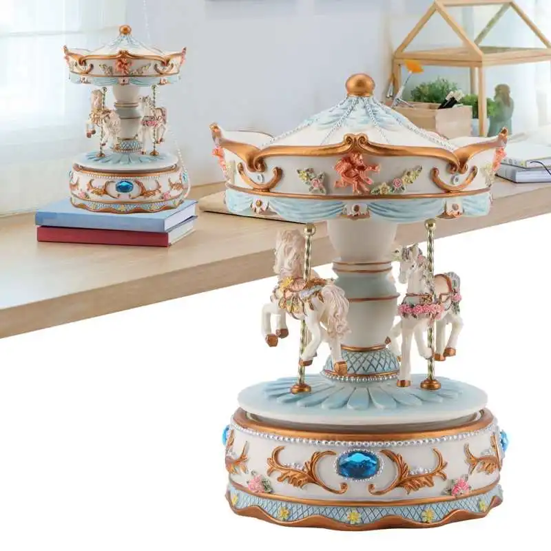 wooden music box Rotating Horse Style Music Box Musical with Colorful Lights Valentine's Day Gift Home Decor gift | Дом и сад
