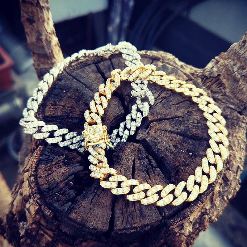 8 мм Bling Iced Out кубического циркония браслет геометрический AAA CZ камень теннис кубинская цепь браслеты для мужчин и женщин ювелирные изделия