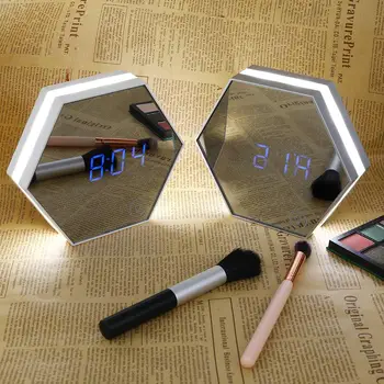 

USB Rechargeable Night Lamp Portable Creative Touch Sensor USB Rechargeable Night Lamp Mirror Alarm Clock Night Light