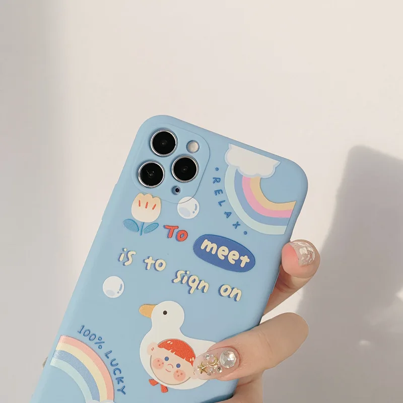 Мультфильм счастливая Утка чехол для телефона подходит iPhone11 12Pro Max мини X XR XSMax 8 7