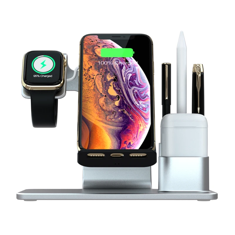 Для apple watch зарядное устройство 3 в 1 зарядная док-станция кронштейн Подставка держатель телефона для IPhone XR XS 8 8plus Беспроводная QI док-станция