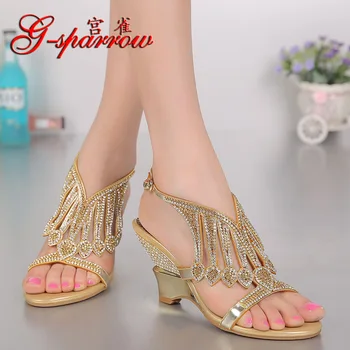 

Summer 2020 rhinestone women's sandals high-heeled sexy diamond rhinestone buckle sandals women