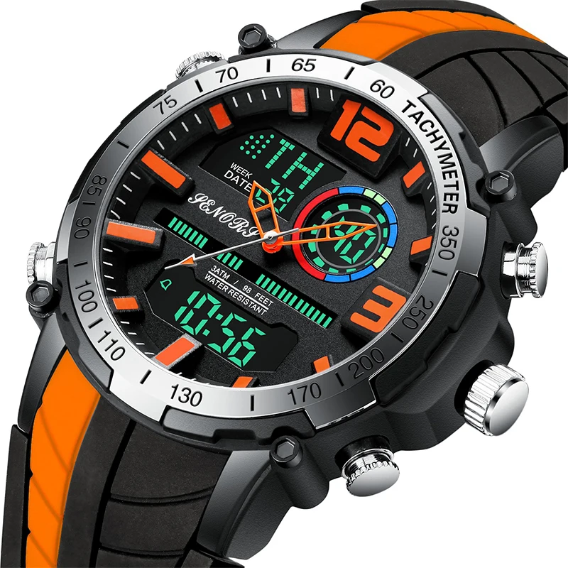 Waterproof Clock Wristwatch Dual-Display Digital Analog Top-Brand Sports Luxury Fashion