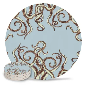 

Tentacle Octopus Art Placemat Ceramic Drink Coasters Table Decoration Absorbent Moisture