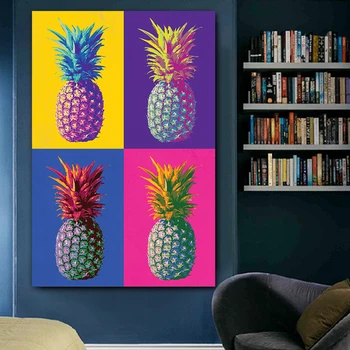 

Colorful Pineapple Andy Warhol Famous Artwork Oil Painting on Canvas Posters and Prints Cuadros Wall Art Picture For Living Room