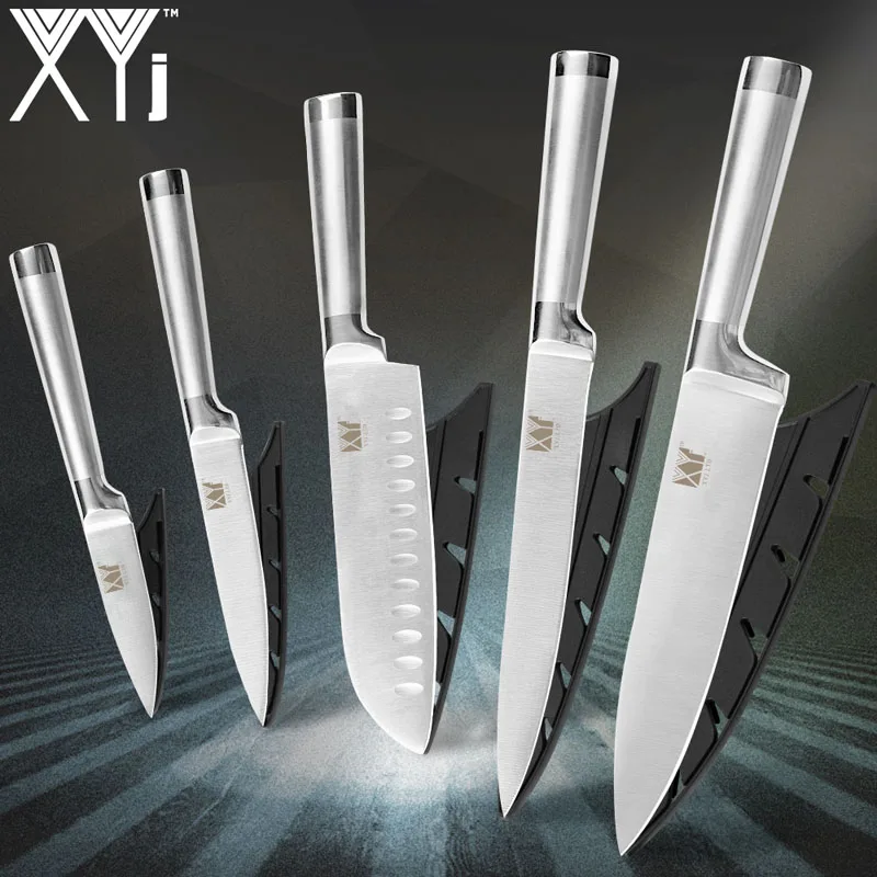 XYj кухонные ножи для очистки овощей утилита Santoku шеф-повара нож для нарезки хлеба из нержавеющей стали " 8" " 5" 3," прямая ручка инструмент для приготовления пищи - Цвет: C. 5 Piece (88753.5)