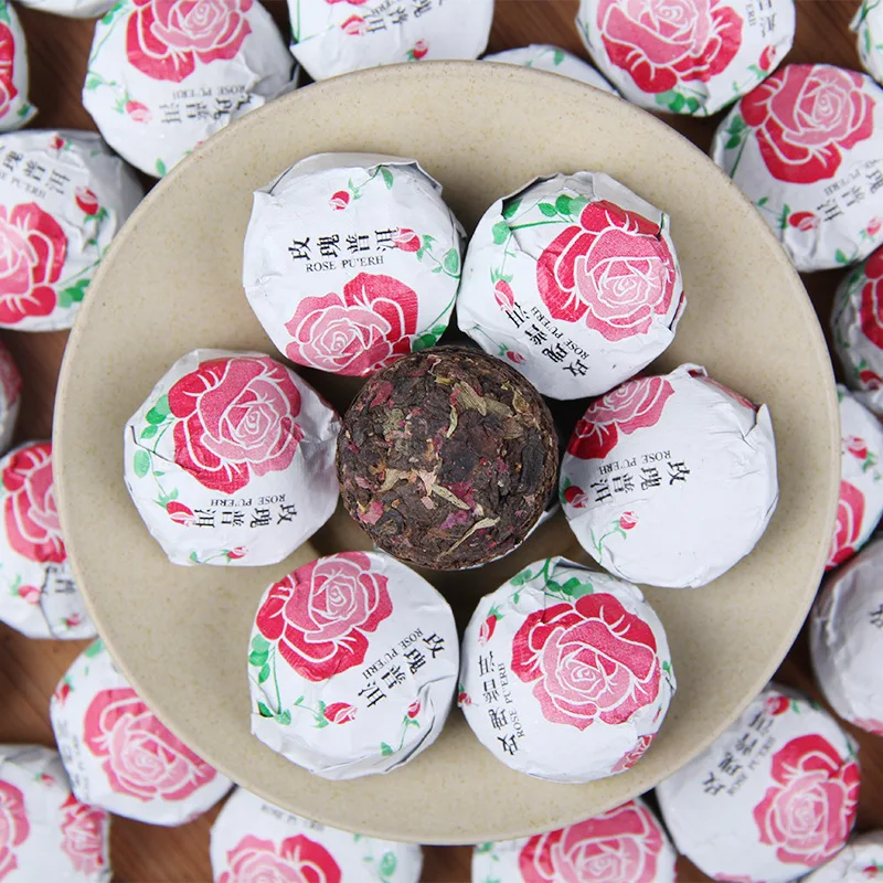 Китайский Юньнань ароматизированный чай Xiaotuo Rose Puer сочетание спелых травяных