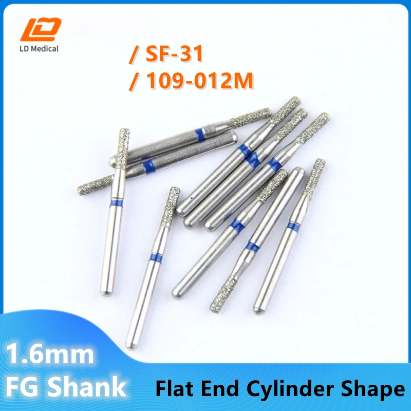 

10pcs/set Dental Diamond Burs 109-012M Dentistry Grinding Tools SF-31 Blue Rings Medium 1.6mm FG Shank Barrel Burs