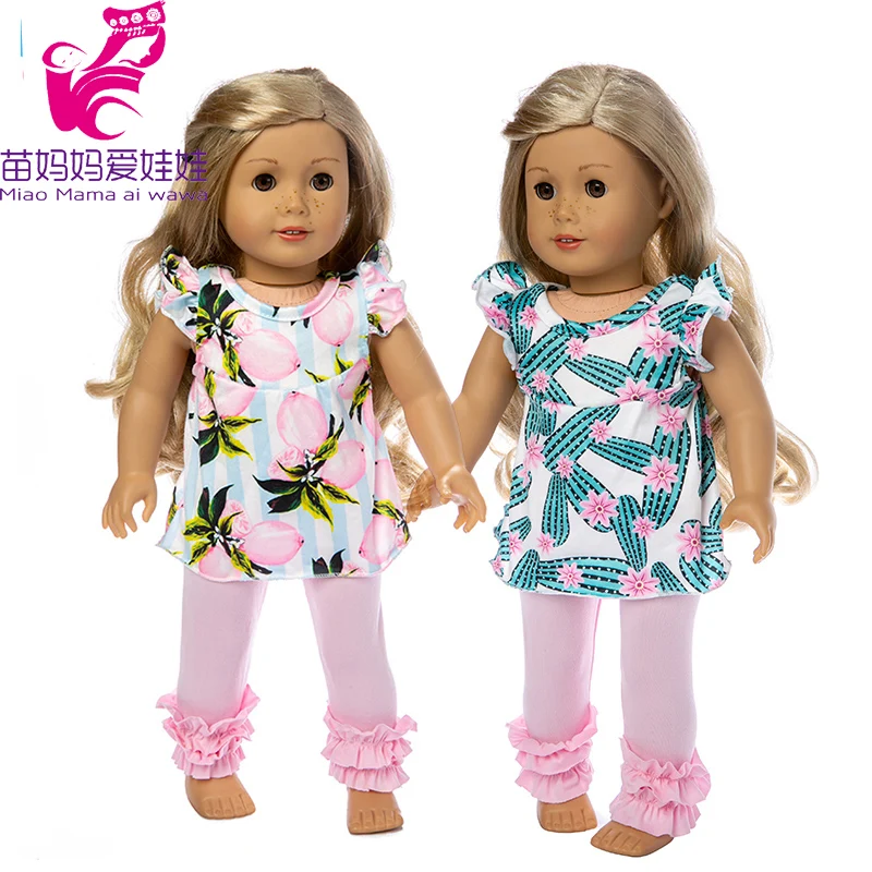 18 дюймовых кукол Одежда для куклы-младенца набор 18 "девочка кукла розовый цветок рубашка и брюки подарок для девочки