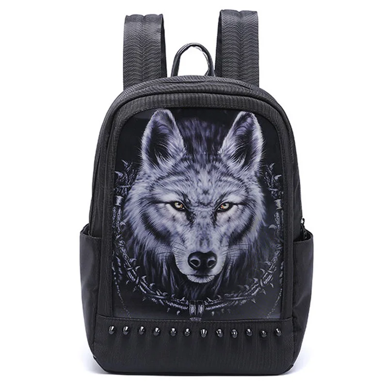 

Creative 3D Backpack Unesex Reflection Laptop Backpack Outdoor Leisure Wolf Head Travel Backpack