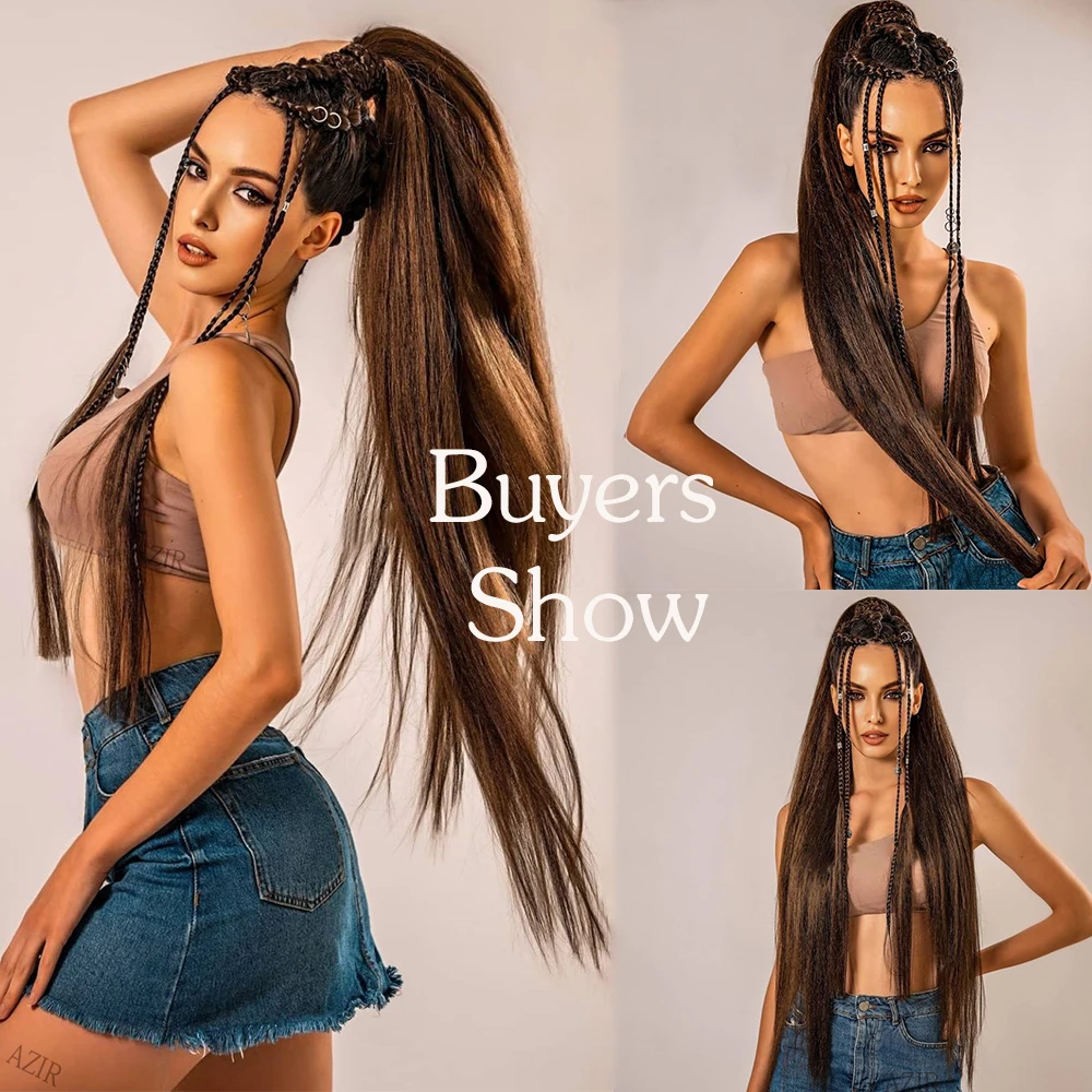 32Inch Synthetic Hair Fiber Heat-Resistant Straight Hair With Ponytail Fake Chip-in Extensions Pony Tail Wig fake hair extensions