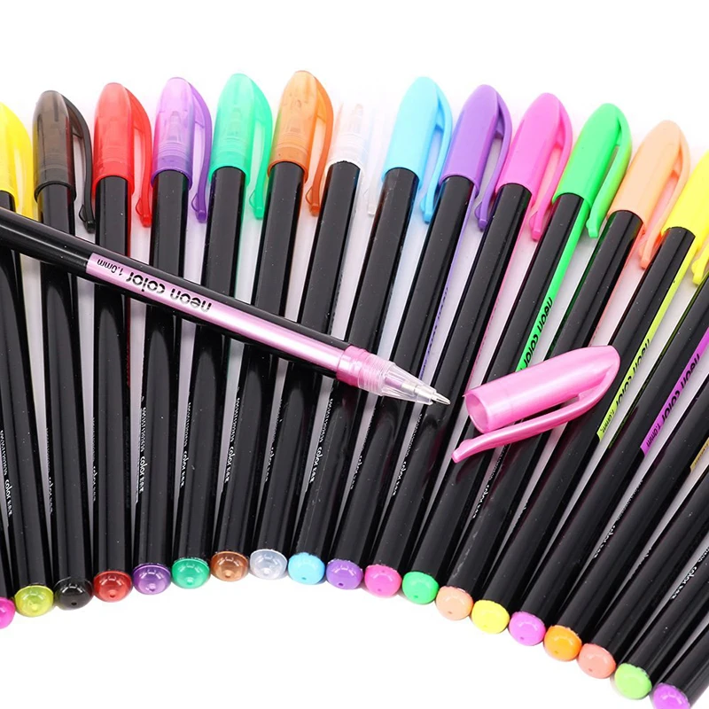 48Pcs Gel Pen Set Metallic Pastel Glitter Neon Gel Pens For Colouring Book Adult 