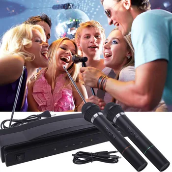 

top selling product in 2020 Wireless Microphone System Dual Handheld + 2 x Mic Cordless Receiver Support Wholesale Dropshipping
