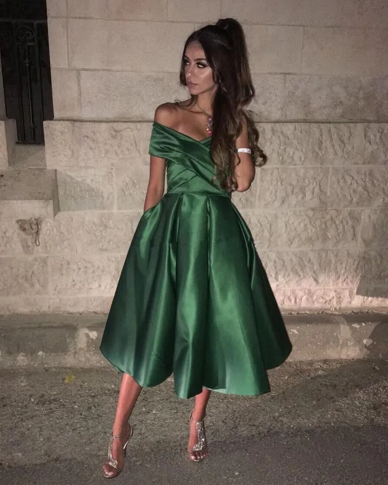 Asha Dos Piezas Saten Vestido De Graduacion Con Bolsillo Jade