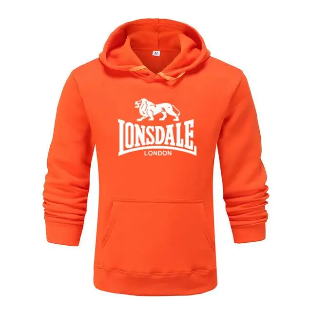 orange- B Осенне-зимние толстовки, горячая распродажа, модные мужские толстовки Lonsdale, теплые забавные пуловеры, Повседневная Толстовка в стиле хип-хоп, мужской спортивный костюм - Цвет: orange- B