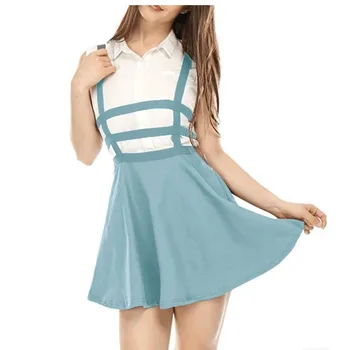 

Spring and Summer 2019 New Hollow Strap High Waist Belt Skirt Solid Color Fashion A-Line White Pink Orange Black Women Skirt