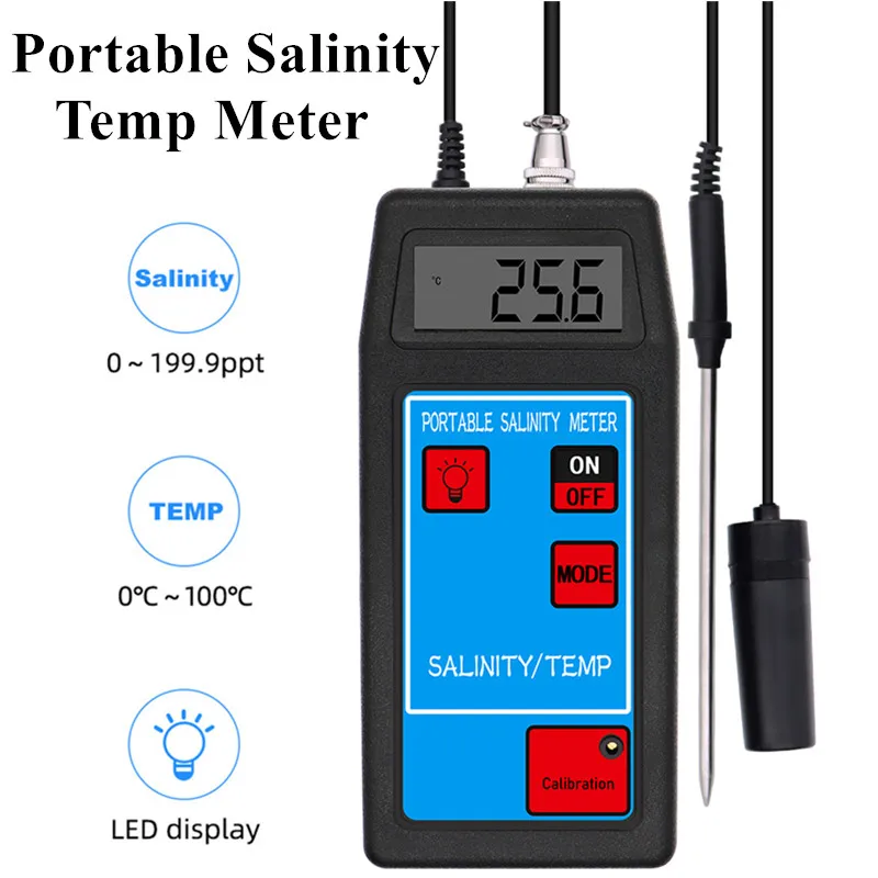 

Portable Salinity Temp Meter Salinity-8425 Salinity Meter with Replaceable Probe Salinity Monitor for aquarium drinking 40%off