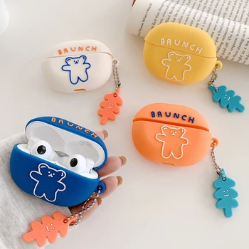 

3D Cute Cartoon Bears Soft TPU Earpods Case For Huawei FreeBuds Pro Brunch Wireless Earphone Cover Charging Box with Pendant