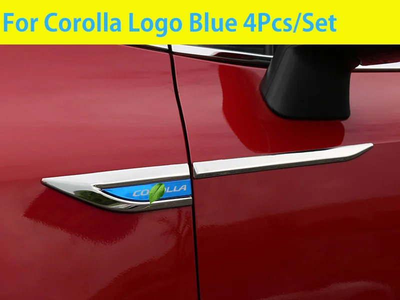 Для Toyota Corolla 12TH, автомобильная оригинальная дверь, боковое крыло, эмблема на крыло, значок, наклейка, отделка, нержавеющая сталь, автомобильный стиль - Цвет: For Corolla Blue