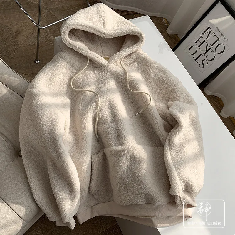 

A Generation of 2019 Winter New Youth Filled with Warm Plush Casual Hooded Loose-Fit Pullover Hoody Women's Entity
