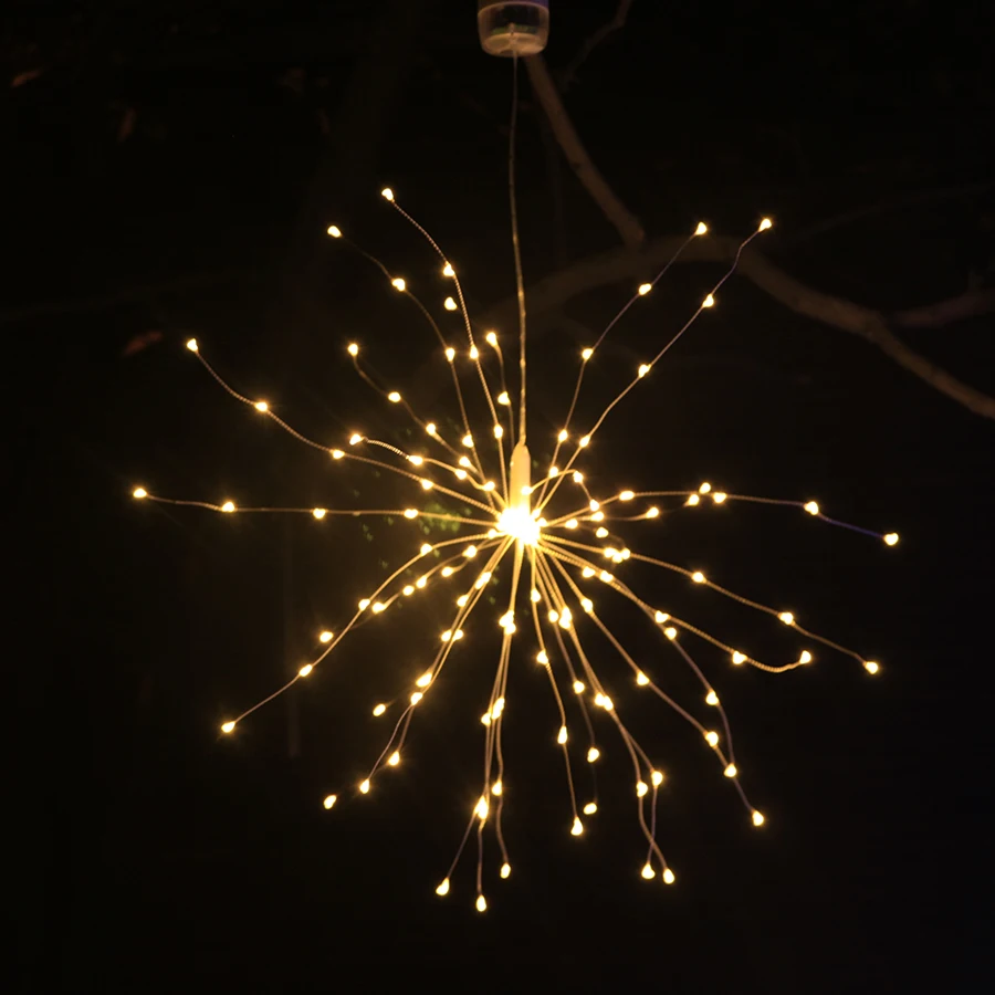 Remote Control Hanging Starburst String Lights 100-200leds DIY Firework Copper Fairy Garland Outdoor Christmas Decoration