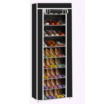 

Room Saving 10 Layers Shoe Rack 9 Lattices Non-woven Fabric Furniture Pick Up To 20 Pairs Shoes