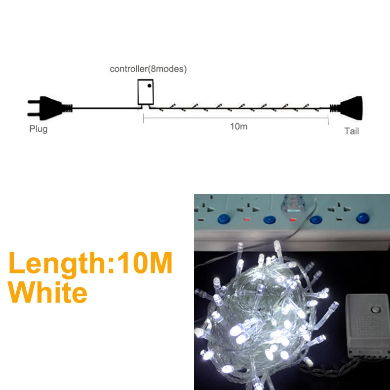 Сказочный светодиодный светильник-Гирлянда для занавесок, Рождественская елка, Свадебный домашний декоративный светильник для помещений, цепочка 110 В 220 В, светодиодный светильник ing - Испускаемый цвет: 10M White