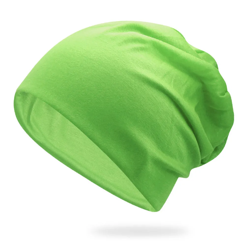 New Fashion Summer Women Men Stylish Beanie Hat Autumn Male Thin Soft Solid Color Stretch Cap Gorra Hombre 16 - Color: Fluorescence Green