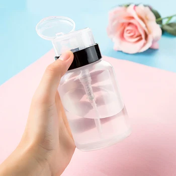 

200ml Empty Plastic Nail Polish Remover Alcohol Liquid containers Press Pumping Dispenser Bottle for Nail Cleaner