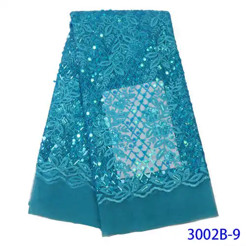 picture 9 NIAI African Net Lace Sequins Fabric Embroiderd High Quality French Lace Fabric Nigerian Lace Fabrics For Wedding XY3002B-5 - Цвет: picture 9