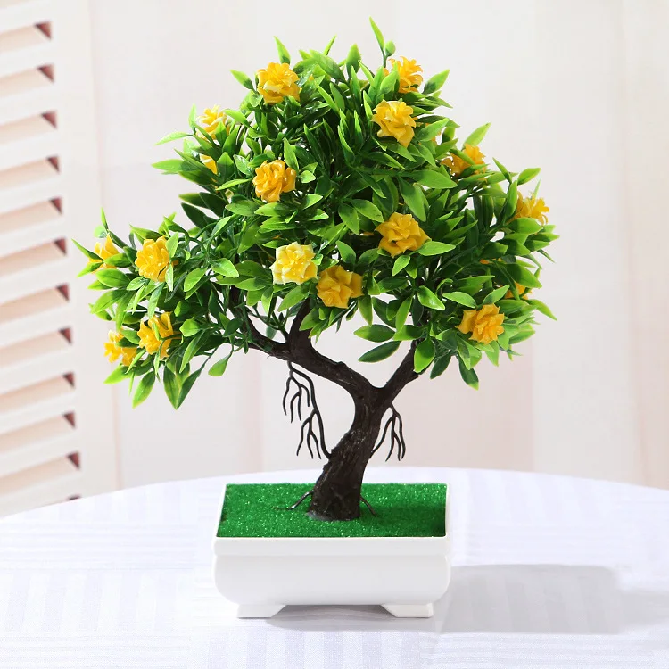 Artificial Flower Potted Fake Plant Bonsai For Home Decoraiton Creative Decorative Ornaments Party Garden Office Table Decor