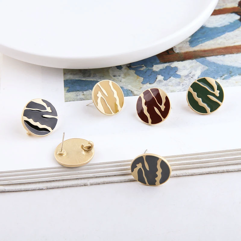 

2 pcs 2019 new retro charm gold pattern round 925 silver earrings after hanging studs earrings for women diy jewelry accessories