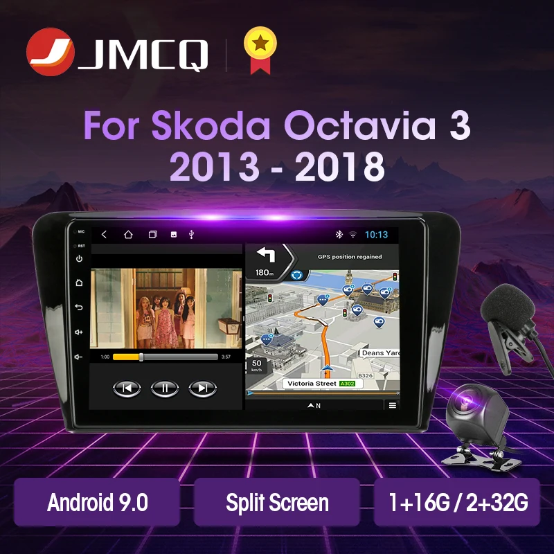 Автомагнитола JMCQ T3L PLUS для Skoda Octavia 3 A7 2013-2018 мультимедийный видеопроигрыватель с