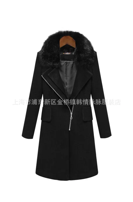 Повседневное однотонное женское длинное зимнее шерстяное пальто модное тонкое шерстяное пальто и куртка Верхняя одежда на молнии