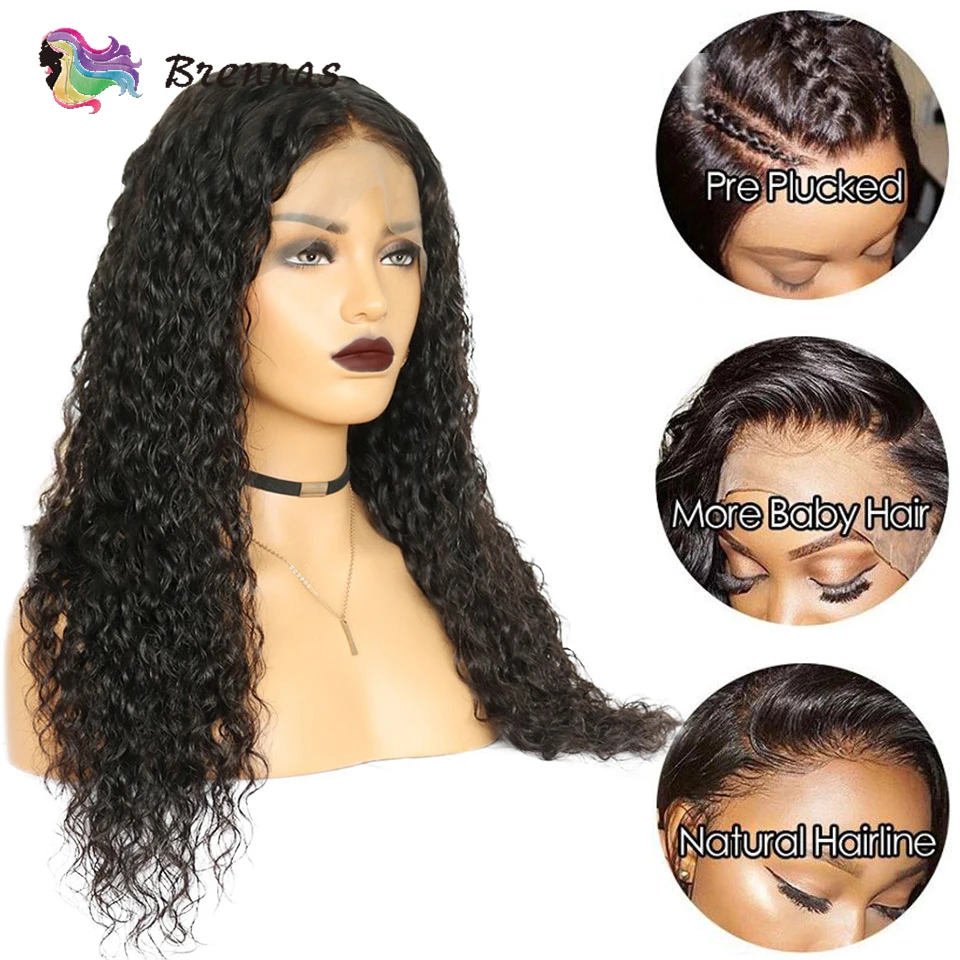 Человеческих волос парик бразильский Реми волосы волнистые парик шнурка 13x4 Синтетические волосы на кружеве парики с детскими волосами естественный цвет для Для женщин 8 ''-26''