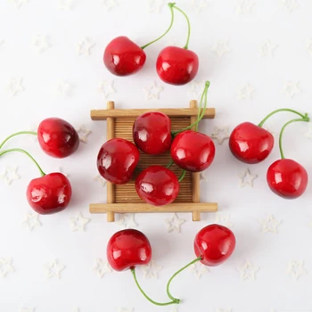 

10 pair Artificial Fake Simulation Cherry Model Ornament Craft Photography Props Christmas Window Decoration