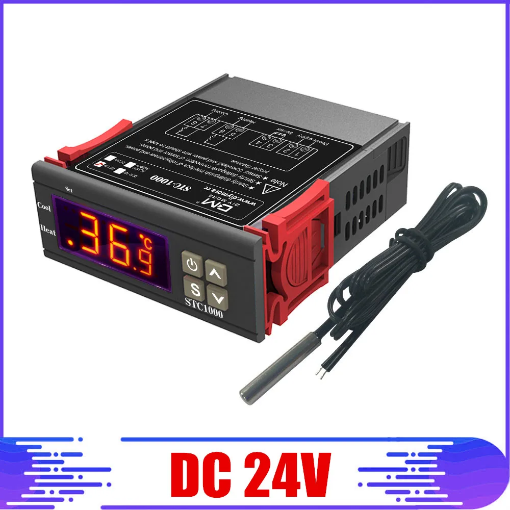 DC 24V 10A AC 110-220V lcd цифровой термостат контроль температуры термометр термо контроль Лер с NTC датчик - Цвет: DC 24V